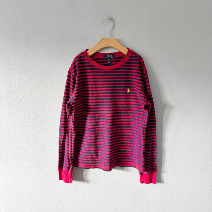 Polo Ralph Lauren / Red navy stripe waffle top / 10-12Y