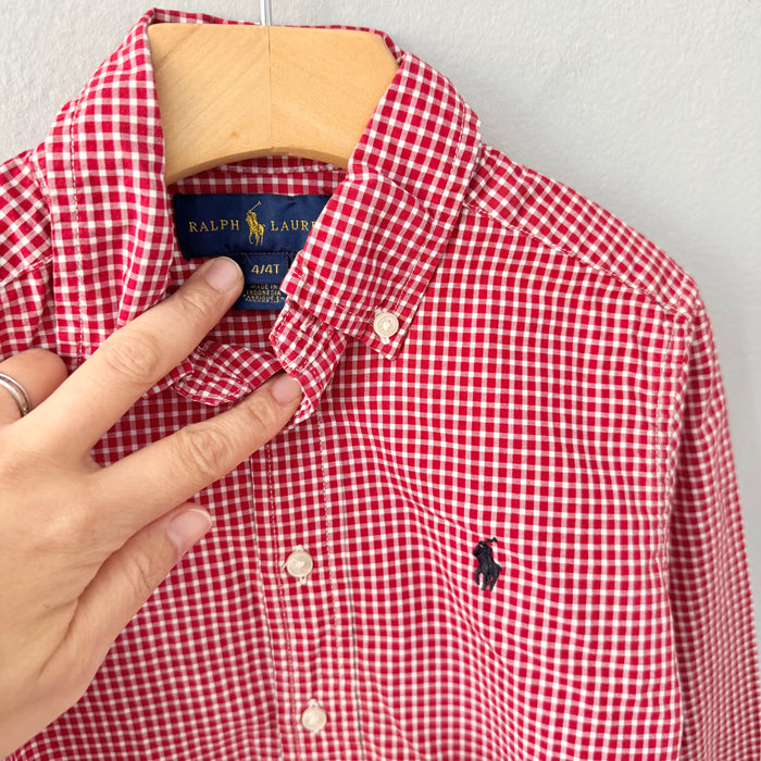 Polo Ralph Lauren / Red white checked dress shirt / 4Y