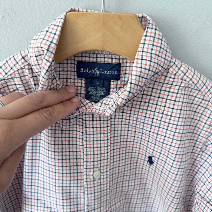 Polo Ralph Lauren	/ White orange check shirt / 5Y