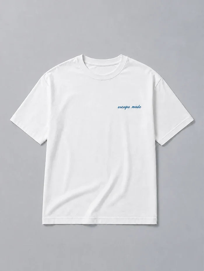 Postcard White Oversized Cotton Graphic Tee - plain view