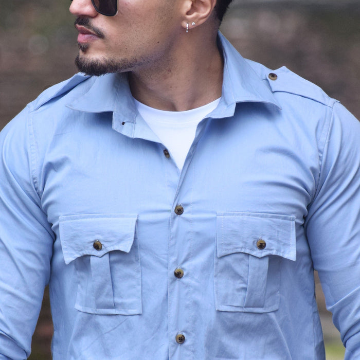 Powder Blue Colour Hunting Style Shirt