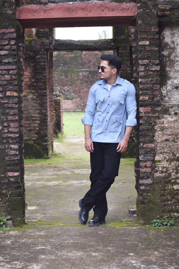 Powder Blue Colour Hunting Style Shirt