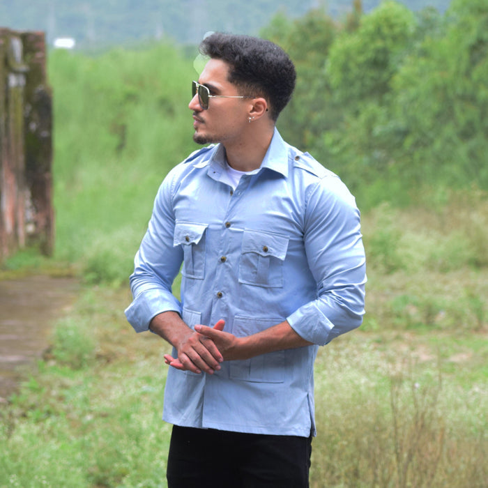 Powder Blue Colour Hunting Style Shirt