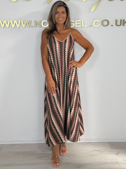 Printed Floaty Pleated Spaghetti Strap Dress (5 Colours)