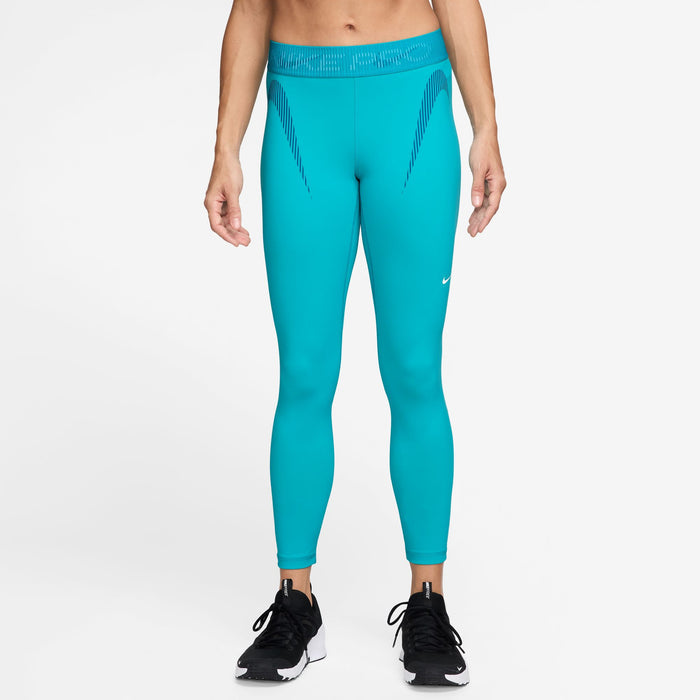 Nike Pro Women's Mid-Rise 7/8 Graphic Tights - Dusty Cactus/Green Abyss/White