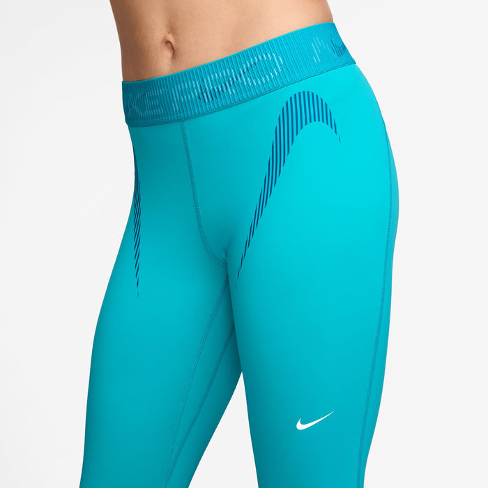 Nike Pro Women's Mid-Rise 7/8 Graphic Tights - Dusty Cactus/Green Abyss/White
