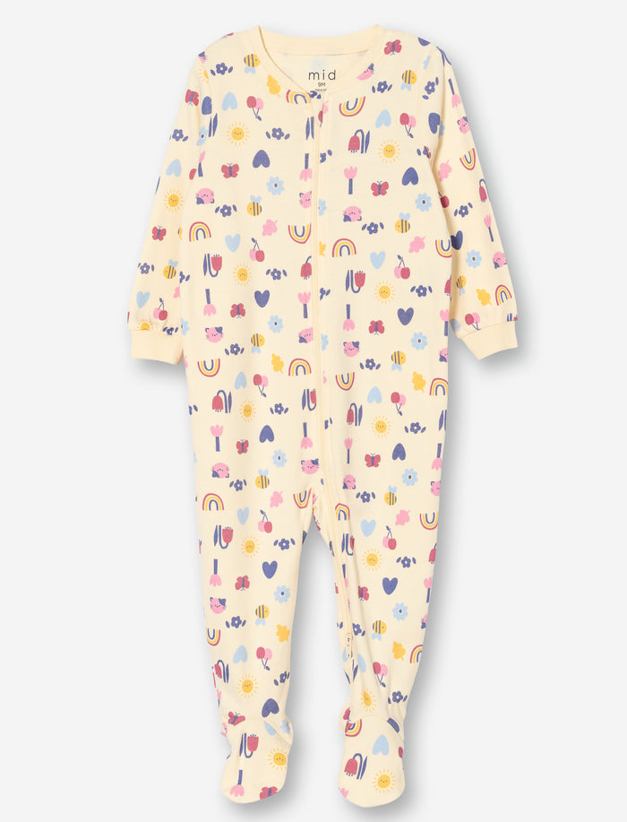 Pyjama 1 pièce en tricot imprimé pour bébé fille