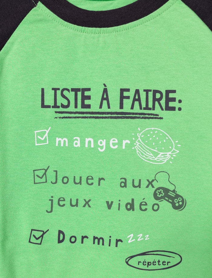 Pyjama 2 pièces en tricot imprimé à l’avant pour garçon