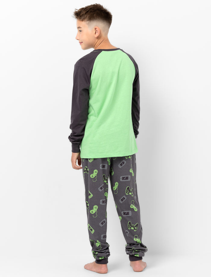 Pyjama 2 pièces en tricot imprimé à l’avant pour garçon