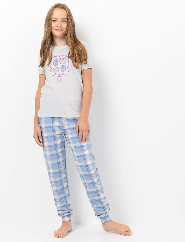 Pyjama 2 pièces imprimé à l’avant à manches courtes pour fille