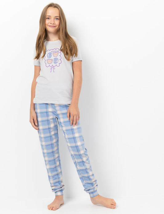 Pyjama 2 pièces imprimé à l’avant à manches courtes pour fille