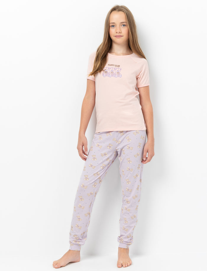 Pyjama 2 pièces imprimé à l’avant à manches courtes pour fille