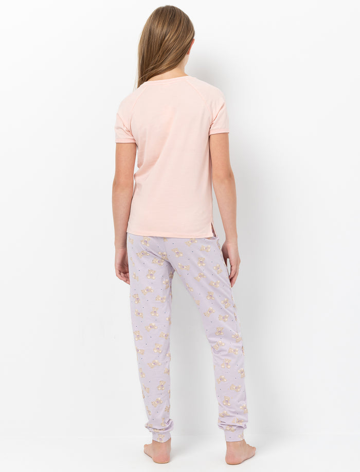 Pyjama 2 pièces imprimé à l’avant à manches courtes pour fille