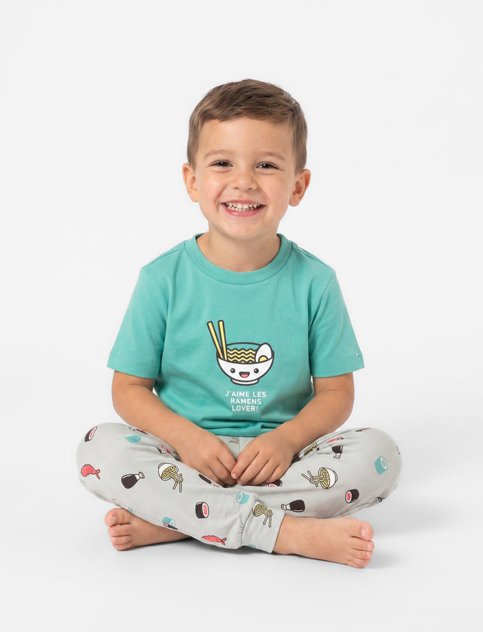 Pyjama 2 pièces imprimé à l’avant à manches courtes pour garçon