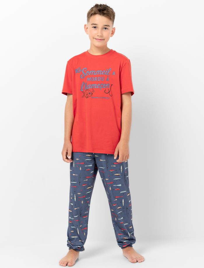 Pyjama 2 pièces imprimé à l’avant à manches courtes pour garçon