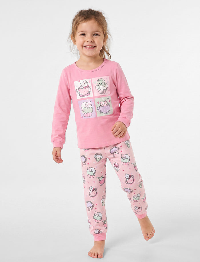 Pyjama 2 pièces imprimé à l’avant à manches longues pour fille