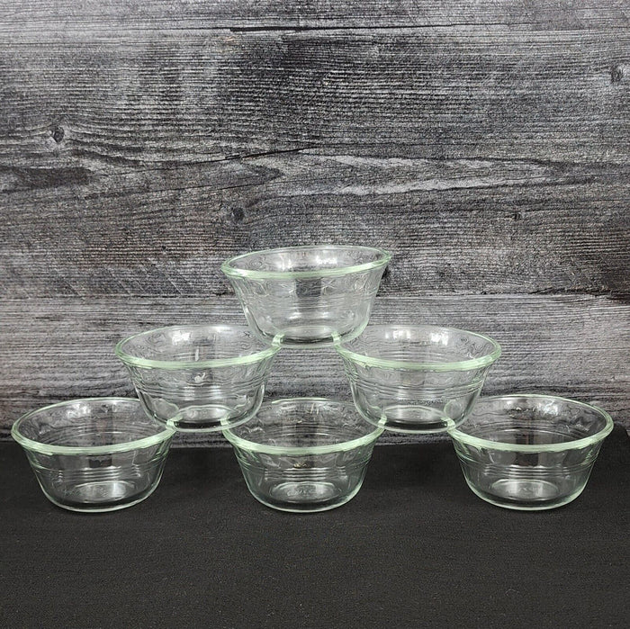 Pyrex Custard Cup Set Of 6 Cups 3 Ring 463 6 Oz Clear Usa