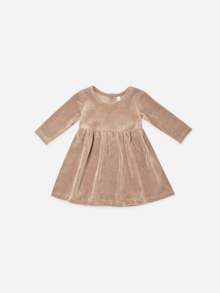 Quincy Mae Blush Velour Long Sleeve Dress