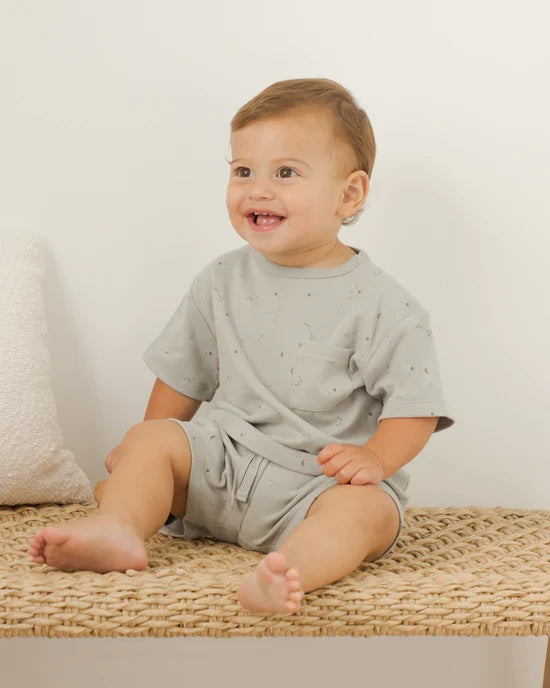 Quincy Mae Boxy Pocket Tee and Short Set - Constellations