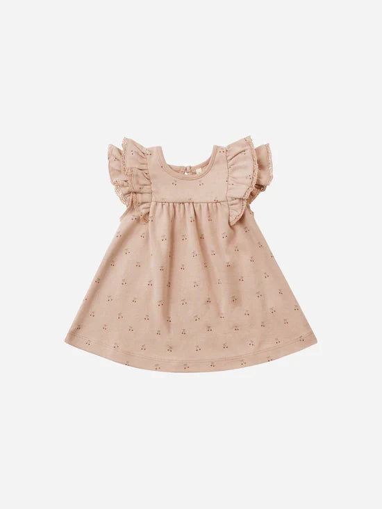 Quincy Mae Flutter Dress - Blush Cherries