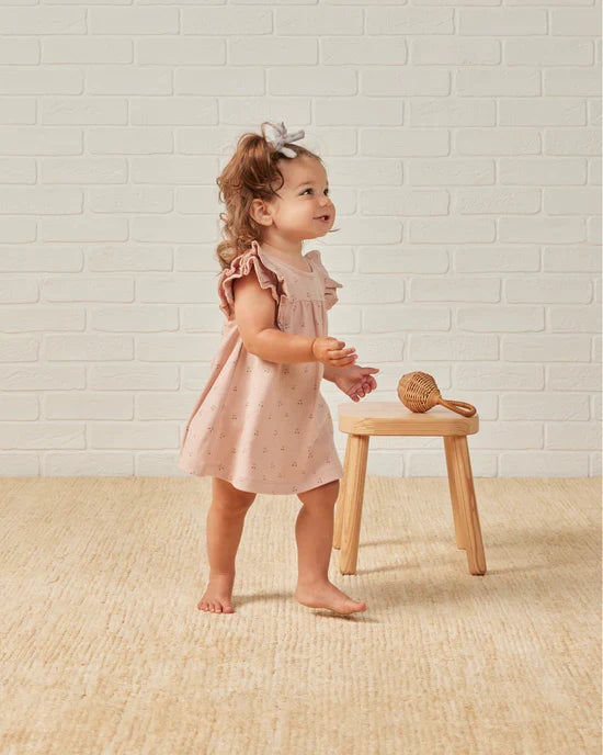 Quincy Mae Flutter Dress - Blush Cherries