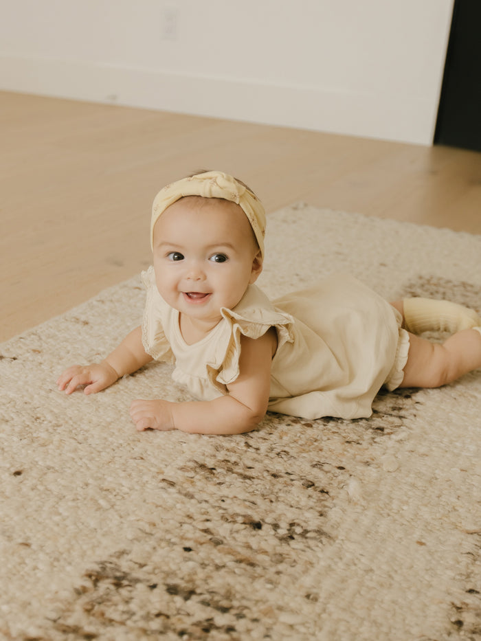 Quincy Mae Flutter Dress + Bloomer - Natural