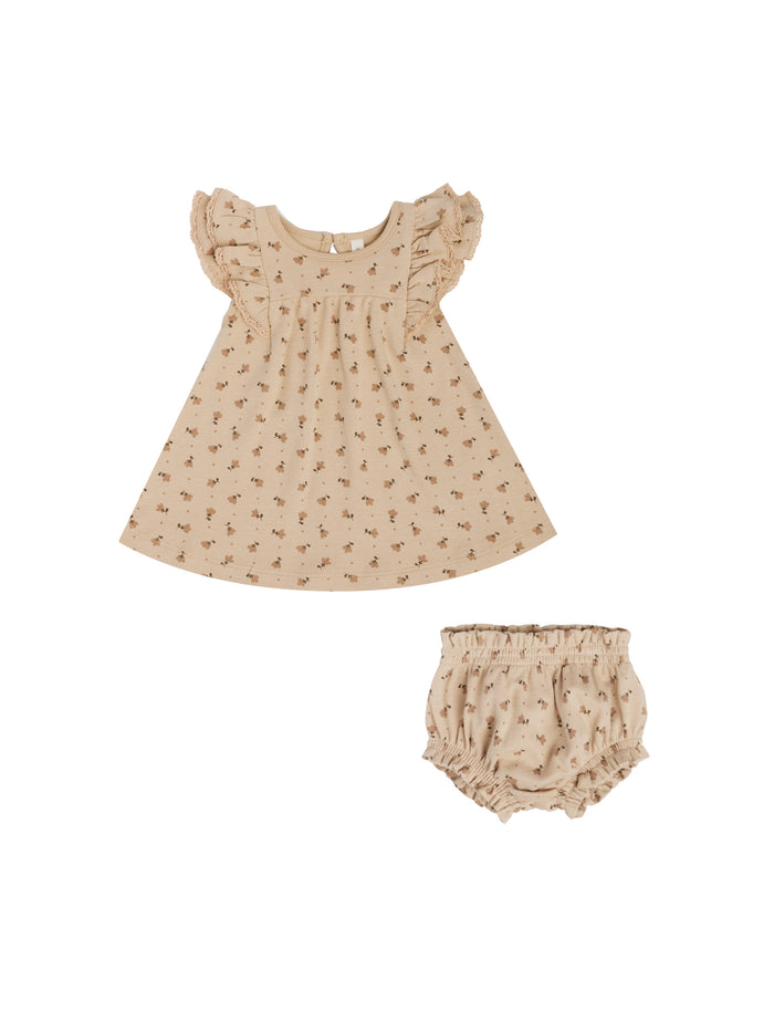 Quincy Mae Flutter Dress + Bloomer - Tulip