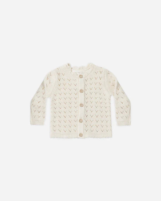 Quincy Mae Scalloped Cardigan - Natural