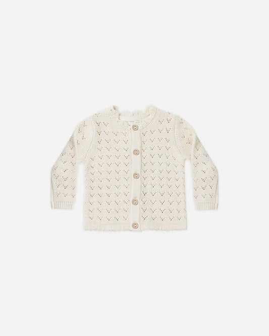 Quincy Mae Scalloped Cardigan - Natural