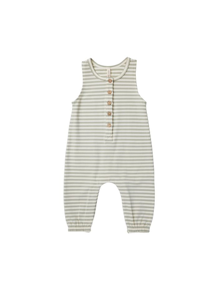 Quincy Mae Sleeveless Jumpsuit - Pistachio Stripe