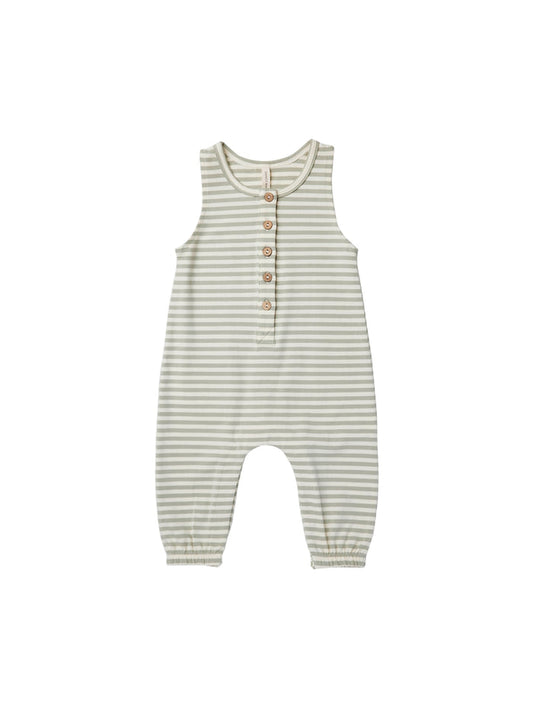 Quincy Mae Sleeveless Jumpsuit - Pistachio Stripe