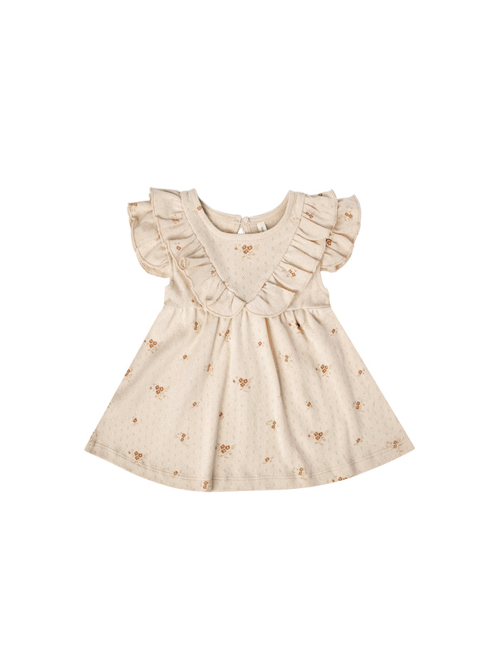 Quincy Mae Sleeveless Ruffle V Dress Set - Ditsy Clay