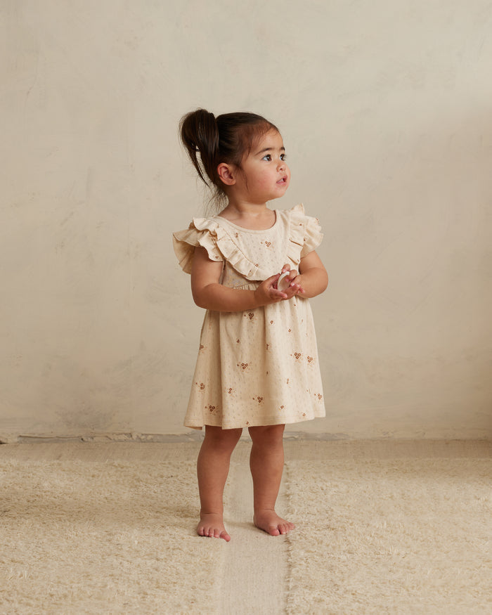 Quincy Mae Sleeveless Ruffle V Dress Set - Ditsy Clay