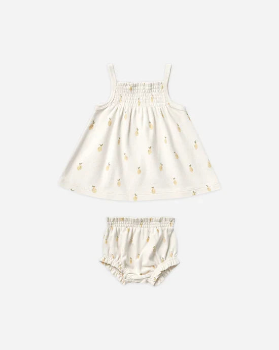 Quincy Mae Smocked Tank and Bloomer Set - Lemons