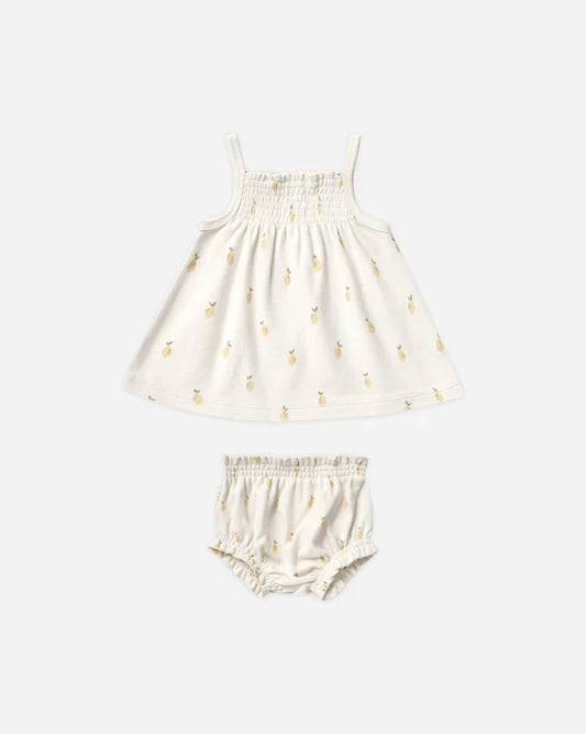 Quincy Mae Smocked Tank and Bloomer Set - Lemons
