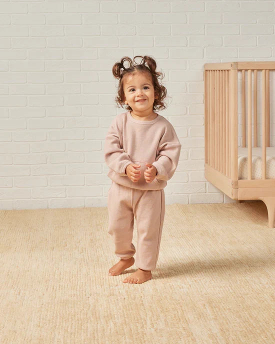 Quincy Mae Waffle Top + Pant Slouch Set - Blush
