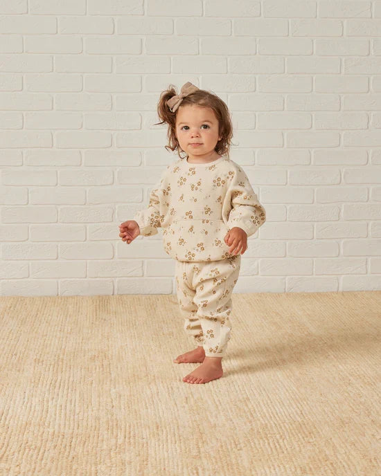 Quincy Mae Waffle Top + Pant Slouch Set - Honey Flower
