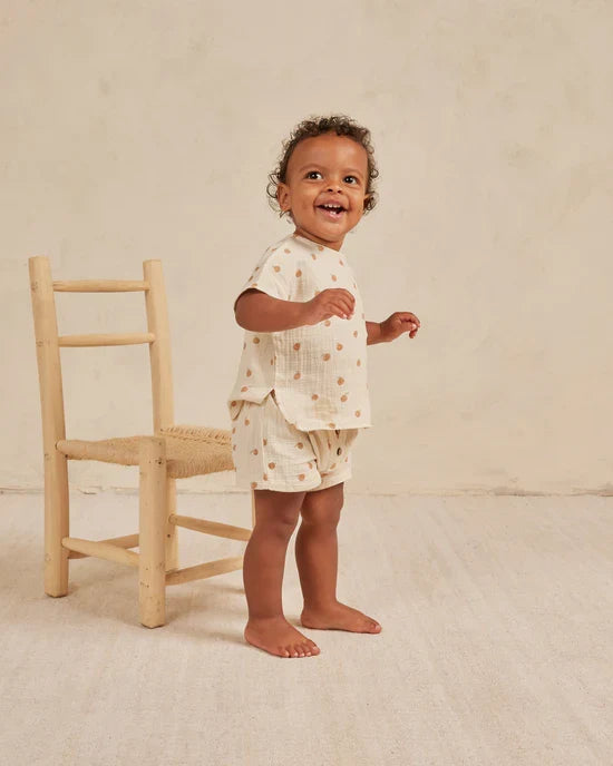 Quincy Mae Woven Boxy Top and Shorts Set - Oranges