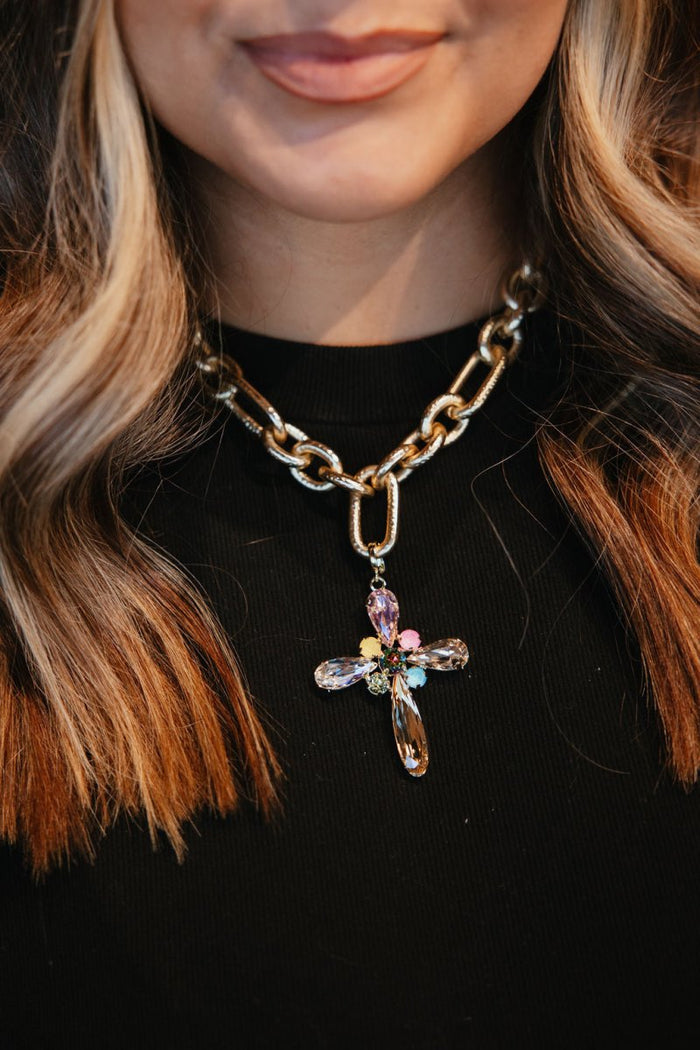 Radiant Bloom Large Cross Charm - Macoma Boutique315 Jewelry
