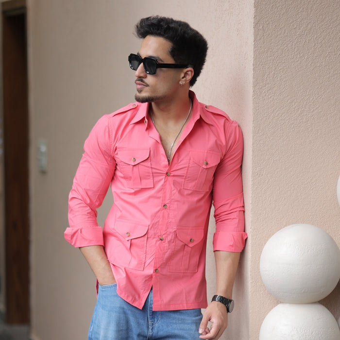 Rajanyas Four-Pocket Hunting Shirt – Dusty Rose