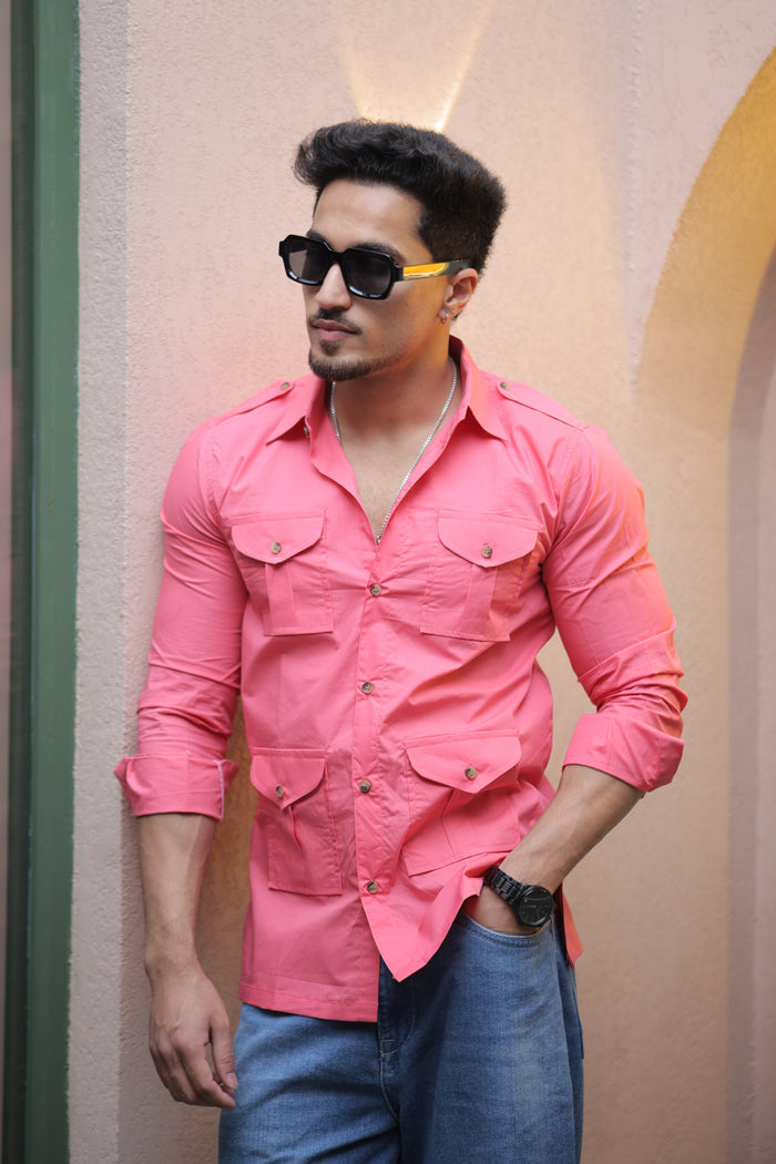 Rajanyas Four-Pocket Hunting Shirt – Dusty Rose