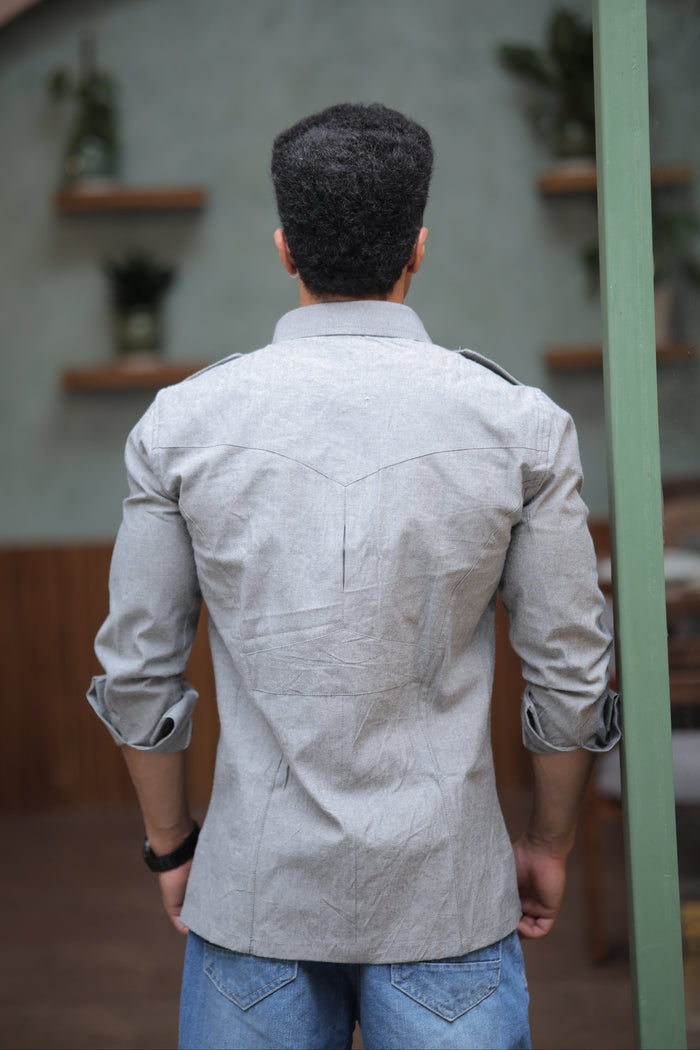 Rajanyas Four-Pocket Hunting Shirt – Stone Grey