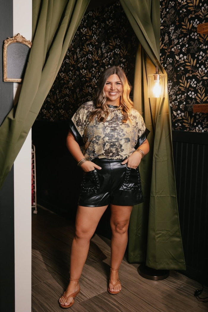 Rebel Heart Faux Leather Shorts - Macoma Boutique180 Shorts