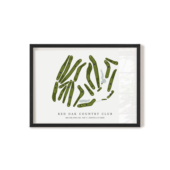Red Oak Country Club | Golf Course Map | Black Frame