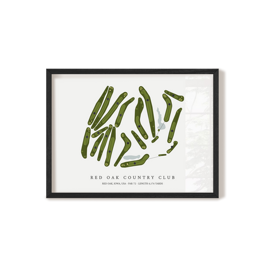 Red Oak Country Club | Golf Course Map | Black Frame