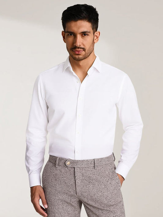 Reed White Giza Cotton Taped Shirt