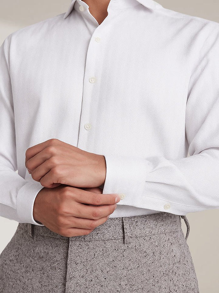 Reed White Giza Cotton Taped Shirt