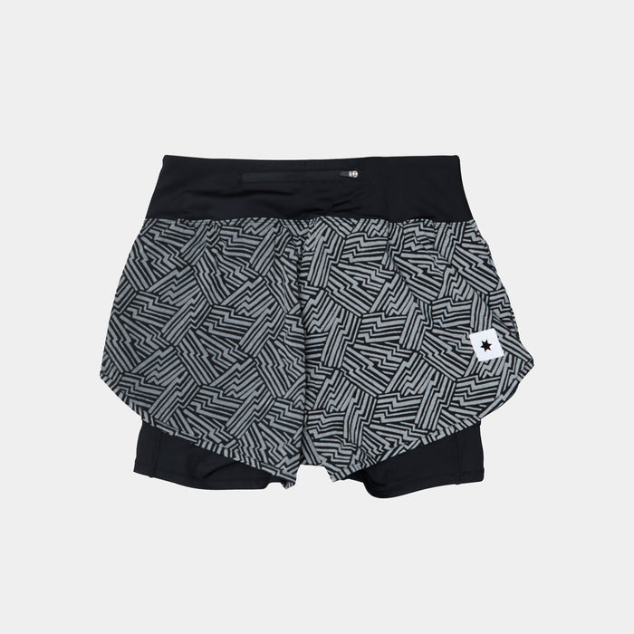 Saysky Reflective 2 in 1 Pace Shorts 3'' Black Reflective Lightning 1050 OWRSH23C1050