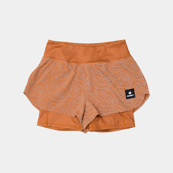 Saysky Reflective Pace 2 in 1 Shorts 3\" Orange Reflective Lightning 1051 OWRSH23C1051