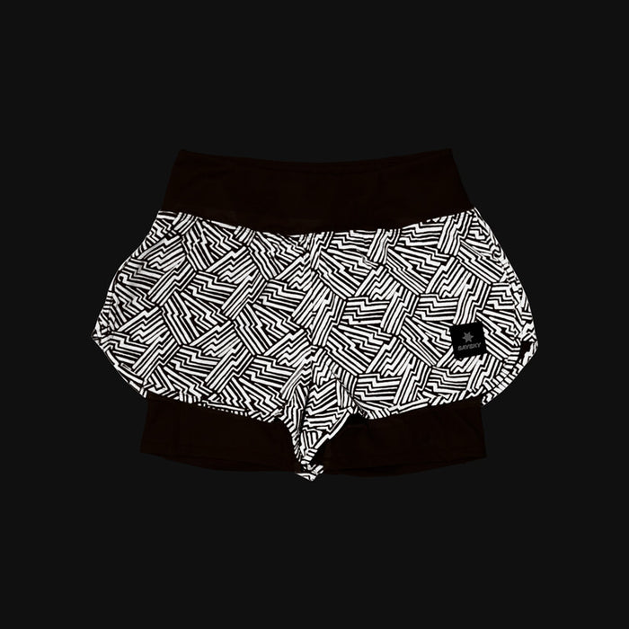Saysky Reflective Pace 2 in 1 Shorts 3\" Orange Reflective Lightning 1051 OWRSH23C1051